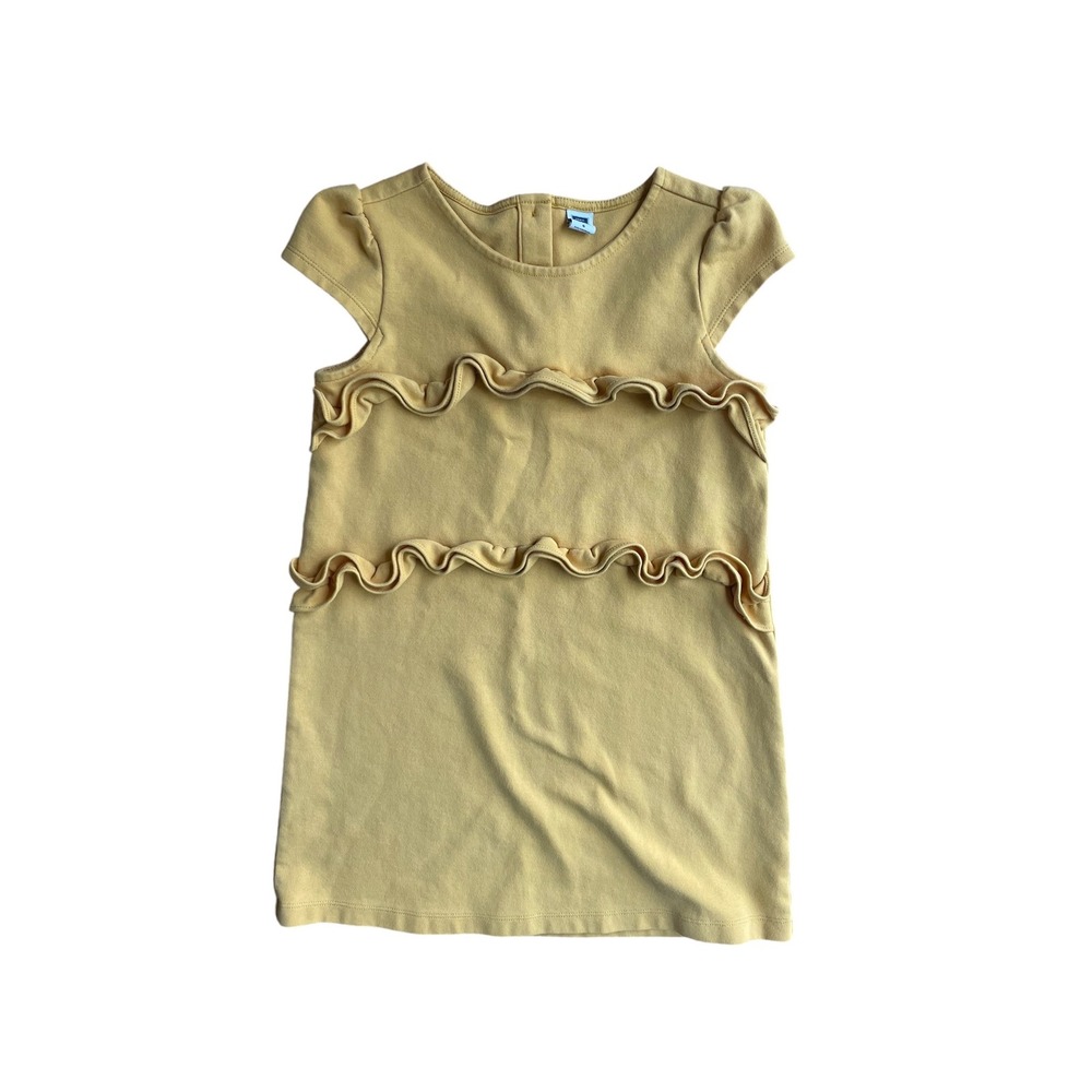 Janie and Jack Girls Yellow Ruffle Tiered Puff Sleeve Knit Dress Size 6
